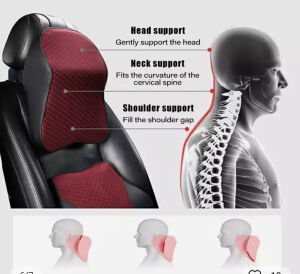 Araç Boyun Yastığı Ortopedik Siyah Kumaş Yanlar Deri (Volkswagen Logolu)